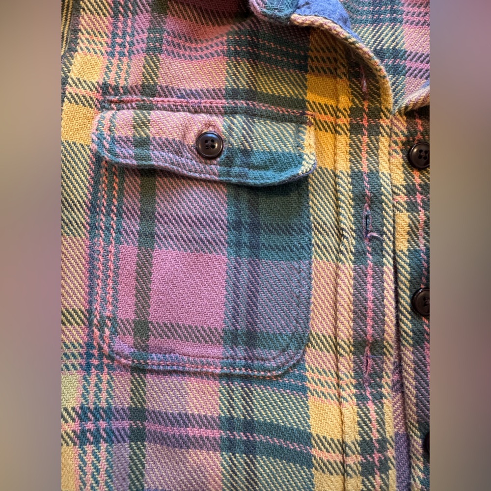 L.L.Bean 1912 Overshirt Long Sleeve Jacket Plaid Flannel Washed Orchid Pockets - Picture 5 of 6